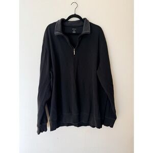 Van Heusen Men's Quarter Zip Pullover Sweater Black 2XLT Tall Cotton Blend